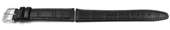 Lotus Black Leather Watch Strap with white stitches...