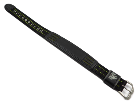 Casio Black Cloth/Leather Watch Strap Green Stitching...