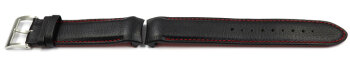 Casio Black Leather Watch Strap with red stitching for EQB-800BL-1A EQB-800BL