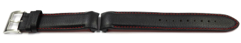 Casio Black Leather Watch Strap with red stitching for...