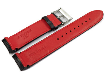 Casio Black Leather Watch Strap with red stitching for EQB-800BL-1A EQB-800BL