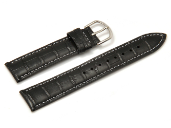 Genuine Casio Replacement Croc Grained Black Leather Watch strap for MTP-1302PL-1AV, MTP-1302PL-7BV