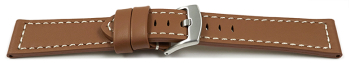 Watch strap - Genuine saddle leather - light brown white...