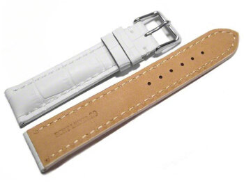 Watch band - strong padded - croco print - white