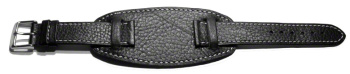 Watch band - Genuine grained leather - with Pad - black