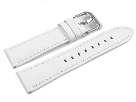 Lotus White Croc Grained Leather Watch Strap for 15681