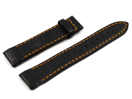 Black Leather orange stitching Lotus Watch Strap for 15320/E