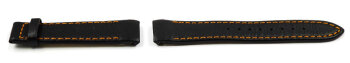 Black Leather orange stitching Lotus Watch Strap for 15320/E