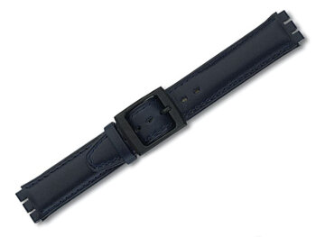 Watch band - Leather - for Swatch - blue - 17 mm