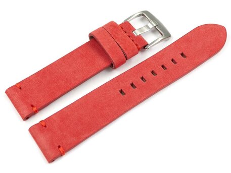 Watch strap red Veluro leather without padding 18mm 20mm 22mm 24mm