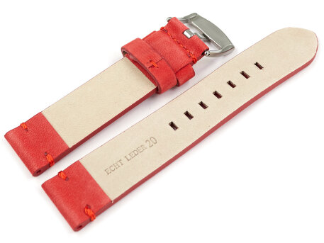 Watch strap red Veluro leather without padding 18mm 20mm 22mm 24mm