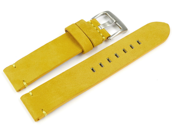 Watch strap yellow Veluro leather without padding 18mm 20mm 22mm 24mm