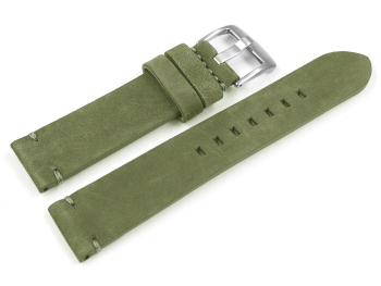 Watch strap Khaki Veluro leather without padding 18mm...