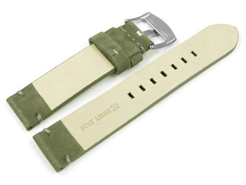 Watch strap Khaki Veluro leather without padding 18mm 20mm 22mm 24mm