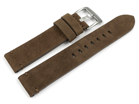 Watch strap dark brown Veluro leather without padding...