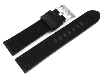 Watch strap dark black Veluro leather without padding...