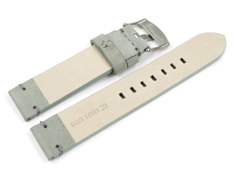 Watch strap grey Veluro leather without padding 18mm 20mm 22mm 24mm