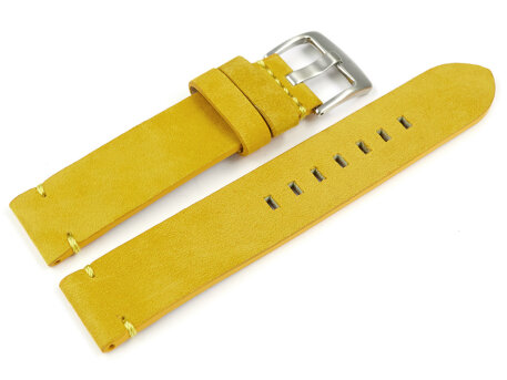 Watch strap yellow Veluro leather without padding 20mm
