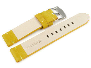 Watch strap yellow Veluro leather without padding 24mm