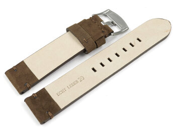 Watch strap dark brown Veluro leather without padding 18mm