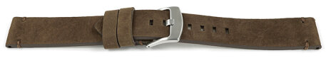 Watch strap dark brown Veluro leather without padding 24mm