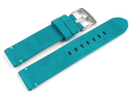 Watch strap dark turquoise Veluro leather without padding...