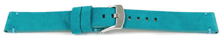 Watch strap dark turquoise Veluro leather without padding 24mm