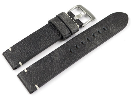 Leather Watch Strap Black without padding 20mm 22mm 24mm