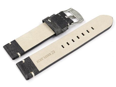 Leather Watch Strap Black without padding 20mm 22mm 24mm