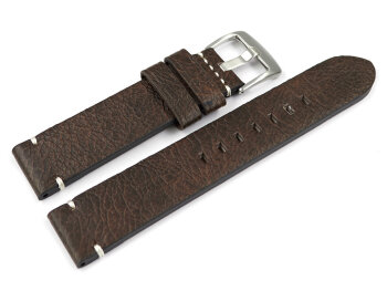 Leather Watch Strap dark brown without padding 20mm 22mm...