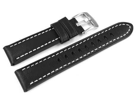 Black Leather Watch Strap Miami without padding 20mm 22mm...
