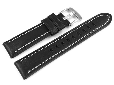 Black Leather Watch Strap Miami without padding 20mm 22mm...