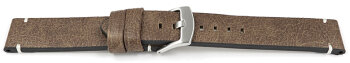 Leather Watch Strap Brown without padding 20mm