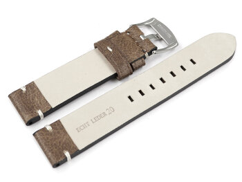 Leather Watch Strap Brown without padding 22mm