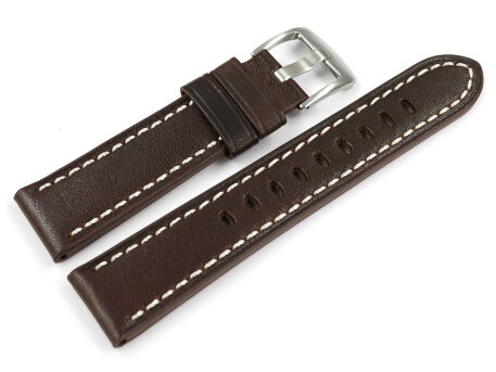 Dark Brown Leather Watch Strap Miami without padding 20mm...