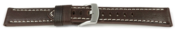 Dark Brown Leather Watch Strap Miami without padding 20mm...