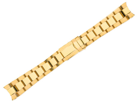 Solid Stainless steel Metal watch band - Gold - Round solid end links - 20mm