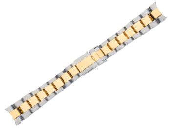 Solid Stainless steel Metal watch band - Bicolor - Round solid end links - 20mm