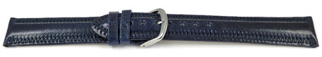 Slightly Shiny Dark Blue Leather Watch Strap with decorative stitching 18mm 20mm 22mm 24mm