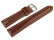 Slightly Shiny Brown Leather Watch Strap with decorative stitching 24mm Steel