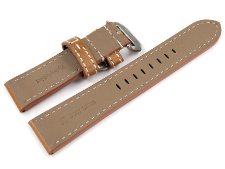 Thick Light brown Leather Watch Strap with additional metal loop 22mm 24mm 26mm