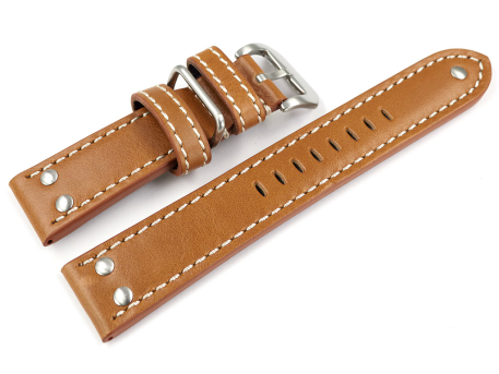 Thick Light brown Leather Watch Strap with additional...