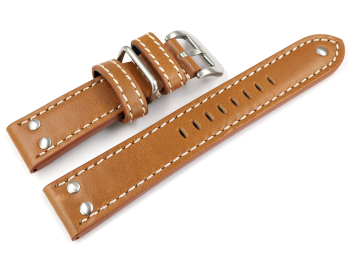 Thick Light brown Leather Watch Strap with additional...