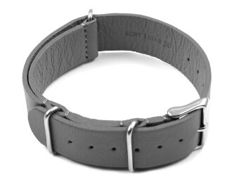 Watch strap Nato genuine leather grey 18mm 20mm 22mm 24mm