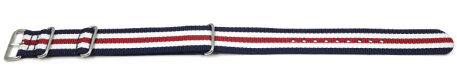 Nato Strap - Nylon - Waterproof - blue-white-red striped 18mm 20mm 22mm 24mm