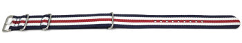 Nato Strap - Nylon - Waterproof - blue-white-red striped...