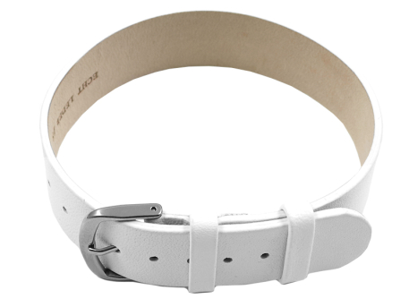 White One Piece Leather Thread Through Watch Strap 6mm...