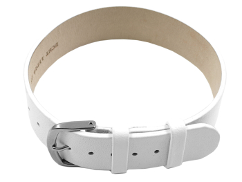 White One Piece Leather Thread Through Watch Strap 6mm...