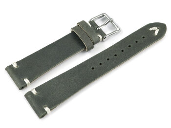 Dark Grey Leather Watch Strap model Fresh 18mm Steel