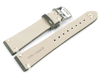 Dark Grey Leather Watch Strap model Fresh 18mm Steel